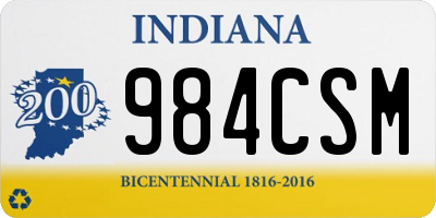 IN license plate 984CSM