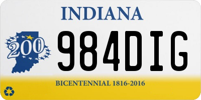 IN license plate 984DIG