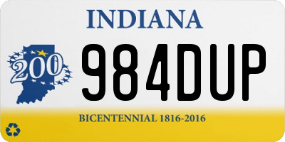 IN license plate 984DUP