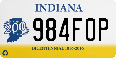 IN license plate 984FOP