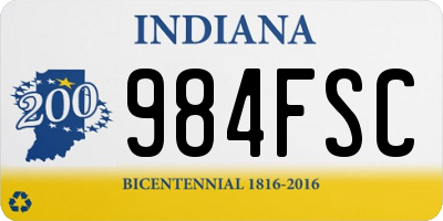 IN license plate 984FSC