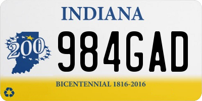 IN license plate 984GAD