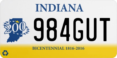 IN license plate 984GUT