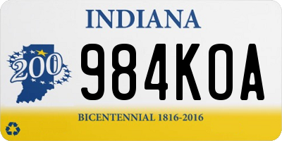IN license plate 984KOA
