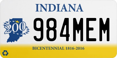 IN license plate 984MEM