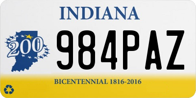 IN license plate 984PAZ