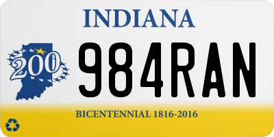 IN license plate 984RAN