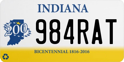 IN license plate 984RAT