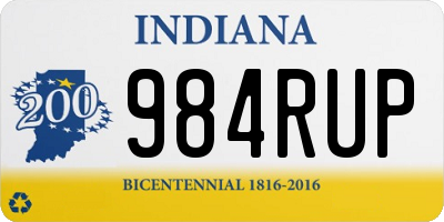 IN license plate 984RUP