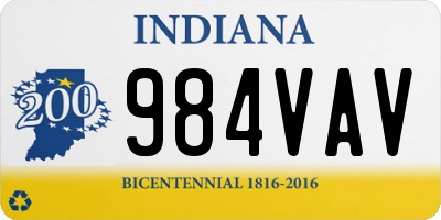 IN license plate 984VAV