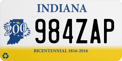 IN license plate 984ZAP