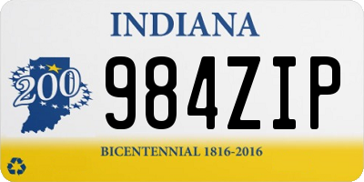 IN license plate 984ZIP