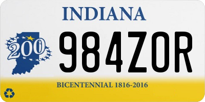 IN license plate 984ZOR