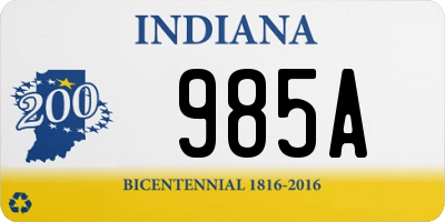 IN license plate 985A