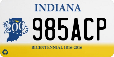 IN license plate 985ACP