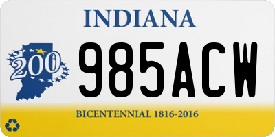 IN license plate 985ACW