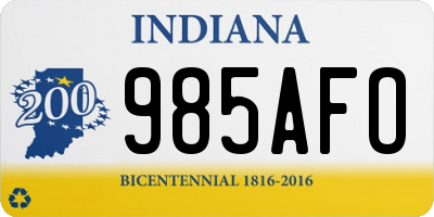IN license plate 985AFO