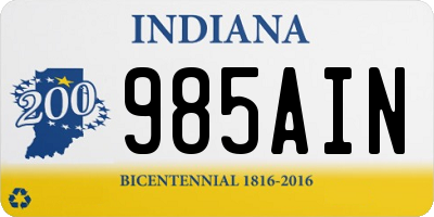 IN license plate 985AIN