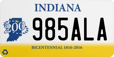 IN license plate 985ALA