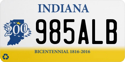 IN license plate 985ALB