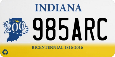 IN license plate 985ARC