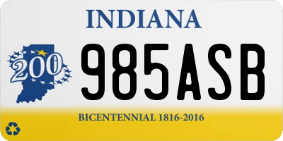 IN license plate 985ASB