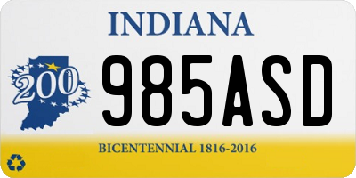 IN license plate 985ASD