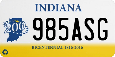 IN license plate 985ASG