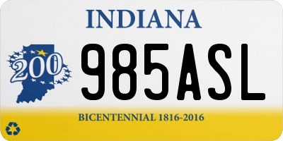 IN license plate 985ASL