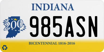 IN license plate 985ASN