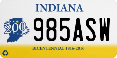 IN license plate 985ASW