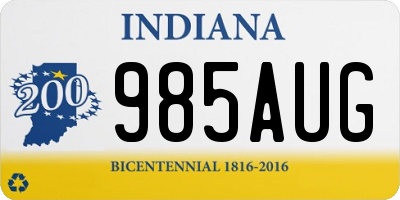 IN license plate 985AUG