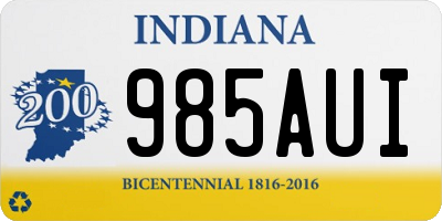 IN license plate 985AUI