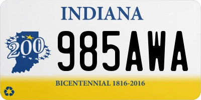 IN license plate 985AWA