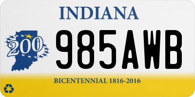 IN license plate 985AWB