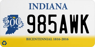 IN license plate 985AWK