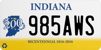 IN license plate 985AWS