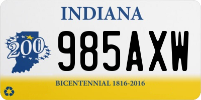 IN license plate 985AXW