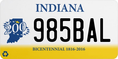 IN license plate 985BAL