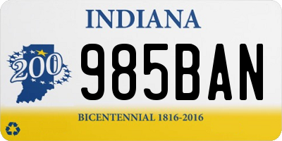 IN license plate 985BAN