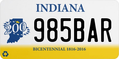 IN license plate 985BAR