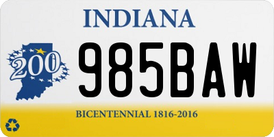 IN license plate 985BAW