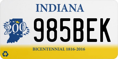 IN license plate 985BEK