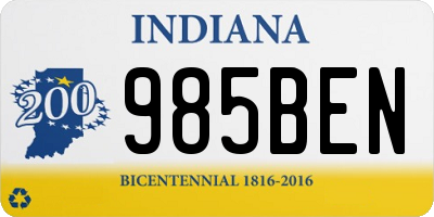 IN license plate 985BEN