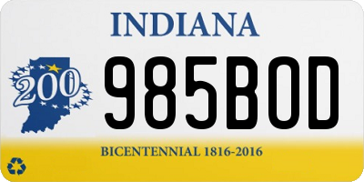 IN license plate 985BOD