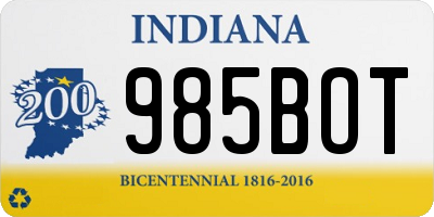 IN license plate 985BOT