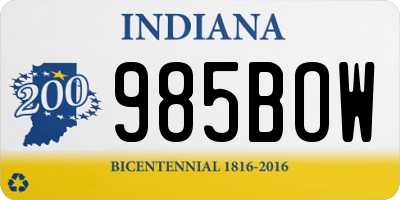 IN license plate 985BOW
