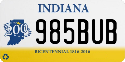 IN license plate 985BUB
