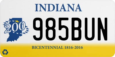 IN license plate 985BUN