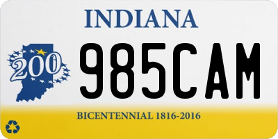 IN license plate 985CAM